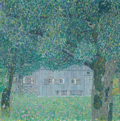 Bauernhaus in Buchberg (Oberösterreichisches Bauernhaus) av Gustav Klimt