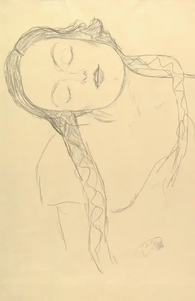 Half-figure of a Young Woman av Gustav Klimt