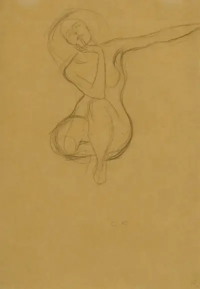 Hockender Weiblicher Akt (Squatting Female Nude) av Gustav Klimt