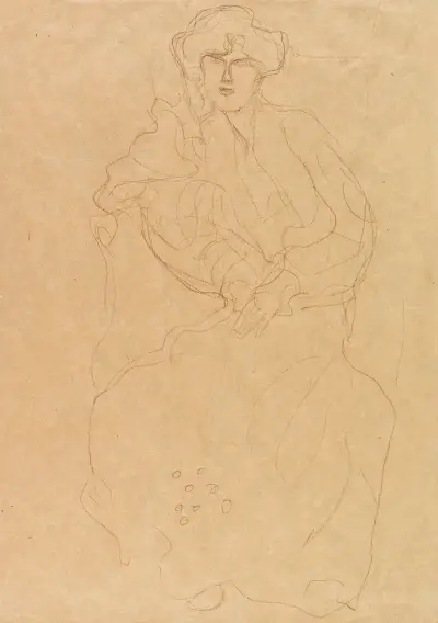 Im Lehnstuhl Sitzende von vorne, 1904 – nr 2 av Gustav Klimt