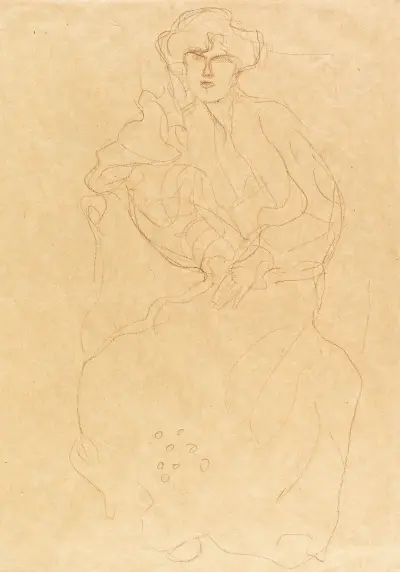 Im Lehnstuhl Sitzende von vorne, 1904 – nr 1 av Gustav Klimt