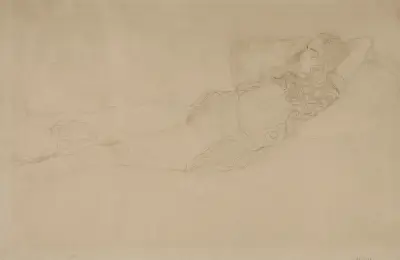Liegender Halbakt nach rechts, 1904 av Gustav Klimt