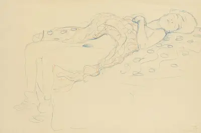 Liegender Halbakt nach rechts (Reclining Semi-Nude Facing Right) – nr 1 av Gustav Klimt