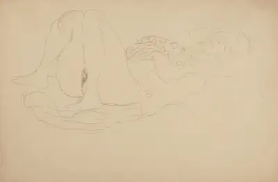 Liegender Halbakt nach rechts, 1912 – nr 1 av Gustav Klimt