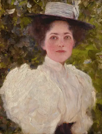 Mädchen im grünen (Girl in the foliage) av Gustav Klimt