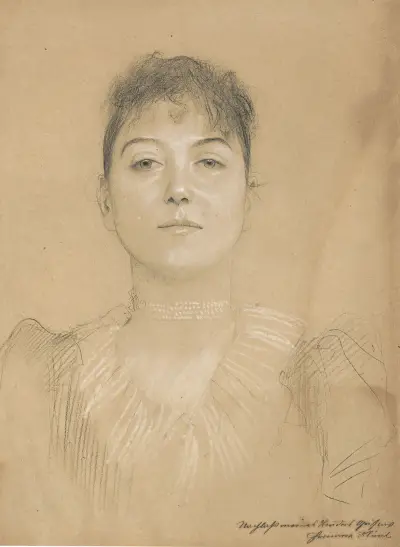 Portrait einer Frau av Gustav Klimt