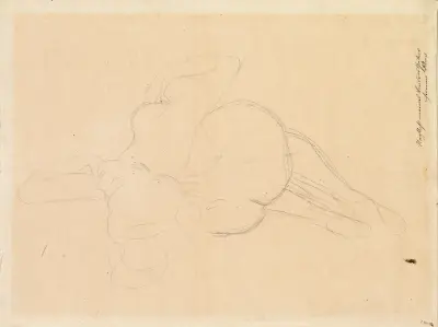 Sich nach rückwärts neigender Akt av Gustav Klimt