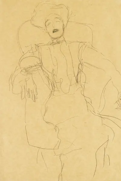 Sitzende Dame von vorne (Seated Lady Face-On) av Gustav Klimt