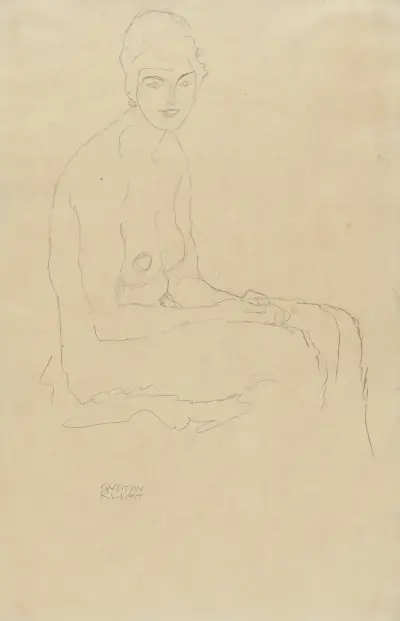 Sitzender Akt nach av Gustav Klimt