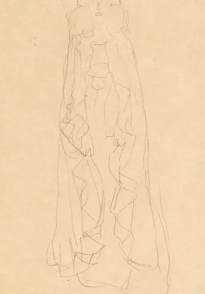 Standing lady with cape from the front (Study for the portrait of Adele Bloch-Bauer) av Gustav Klimt