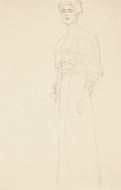 Stehend nach links (study for the portrait of Margaret Stonborough-Wittgenstein) av Gustav Klimt