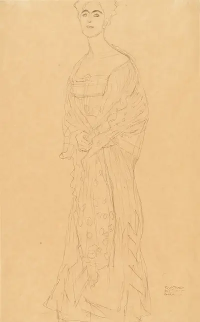 Stehend von vorne mit kleiner Wendung nach links (Margaret Stonborough-Wittgenstein) av Gustav Klimt
