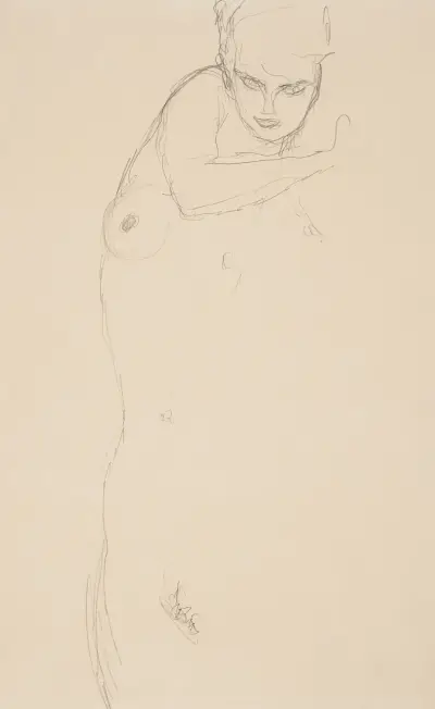 Stehender Akt von vorne av Gustav Klimt