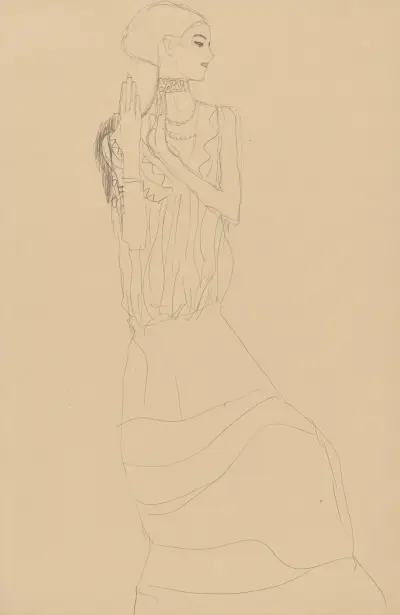 Studie für die ‘Tänzerin’ (Die Erwartung) av Gustav Klimt