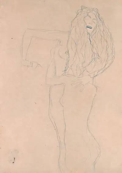 Two Naked Women Embracing (Ver Sacrum) av Gustav Klimt