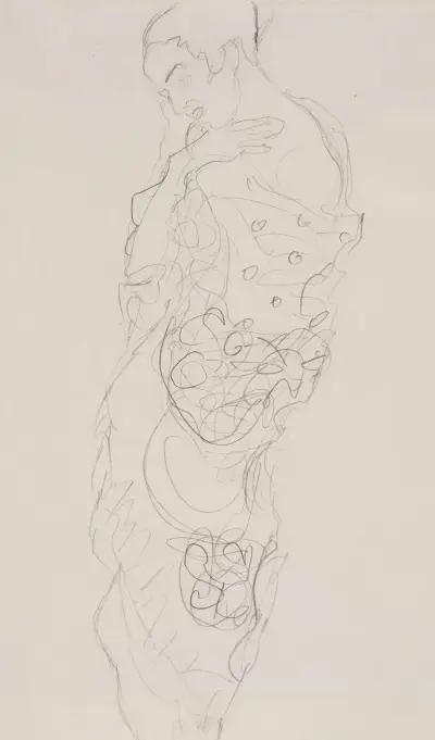 Woman in Kimono, left shoulder bare av Gustav Klimt