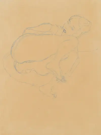 Zusammengekauerter Halbakt av Gustav Klimt