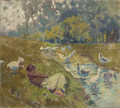 Geese Herder av Gustáv Mallý
