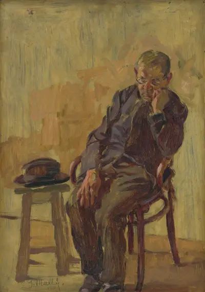 Studie av en sittande gammal man av Gustáv Mallý