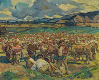Boskapmarknaden i Heľpa av Gustáv Mallý
