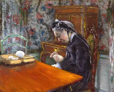 Mademoiselle Boissière Knitting av Gustave Caillebotte