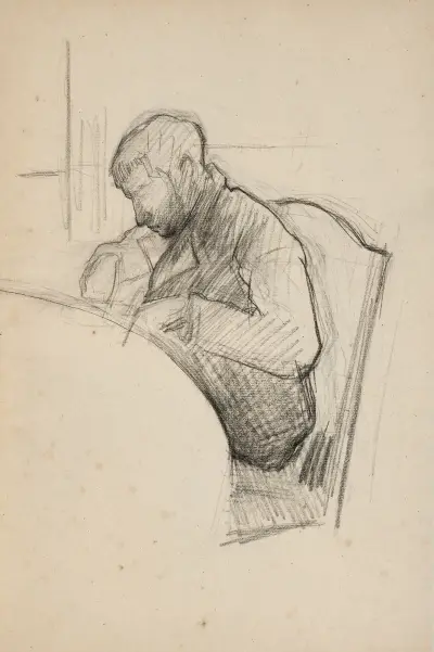 René Caillebotte à table, étude pour Le Déjeuner av Gustave Caillebotte