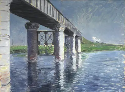 The Seine and the Railroad Bridge at Argenteuil (La Seine et le pont du chemin de fer dArgenteuil) av Gustave Caillebotte