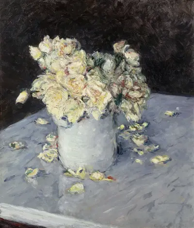 Yellow Roses in a Vase av Gustave Caillebotte