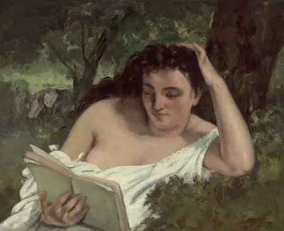 A Young Woman Reading av Gustave Courbet