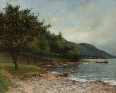 La Rive Du Lac Léman av Gustave Courbet