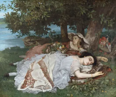 Les demoiselles des bords de la Seine (été) av Gustave Courbet