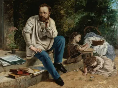 Pierre-Joseph Proudhon et ses enfants en 1853 av Gustave Courbet