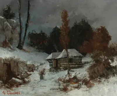 Porteuse De Fagots Dans Un Paysage De Neige av Gustave Courbet