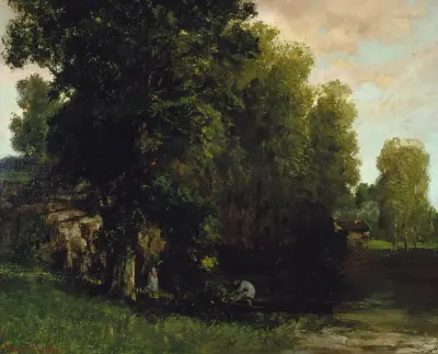 The Edge of the Pool (Au Bord de lEtang) av Gustave Courbet