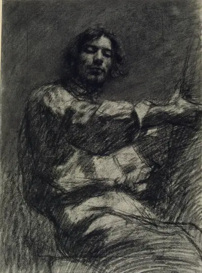 Young Man Sitting, Study. Self-Portrait known as At the Easel av Gustave Courbet