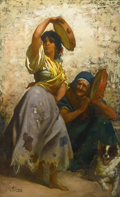 En romsk kvinna dansar zorongo av Gustave Doré