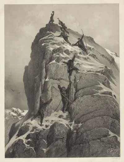 Bestigning av Mont Cervin – 14 juli 1865; ankomst till toppen av Gustave Doré