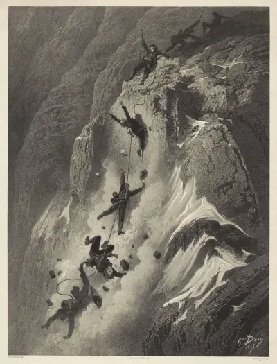 Bestigningen av Matterhorn 14 juli 1865; Fallet av Gustave Doré