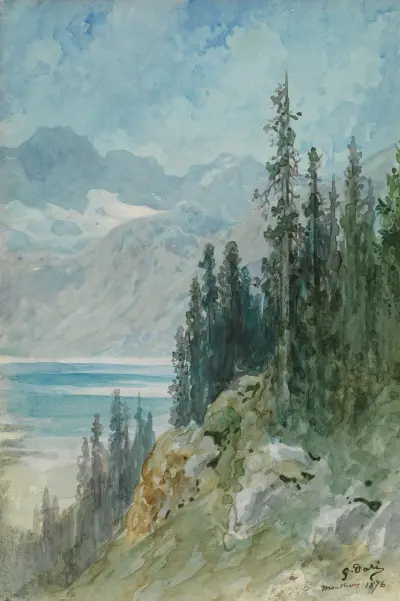 Utsikt över Genèvesjön vid Montreux av Gustave Doré