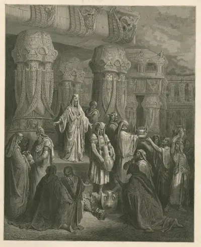 Cyrus återlämnar tempelkärlen i Jerusalem av Gustave Doré