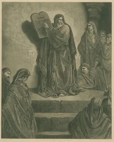 Esra, prästen, läser lagen av Gustave Doré