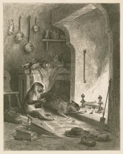 Apan och katten av Gustave Doré