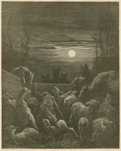 Vargarna och fåren av Gustave Doré