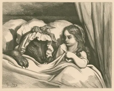 Åh, mormor, vilka stora tänder du har! av Gustave Doré