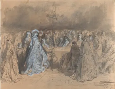 Pauline Viardot spelar i Baden-Baden av Gustave Doré