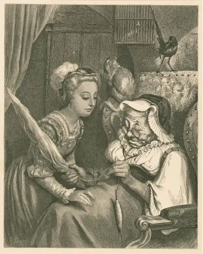 Prinsessan tittade in genom dörren av Gustave Doré