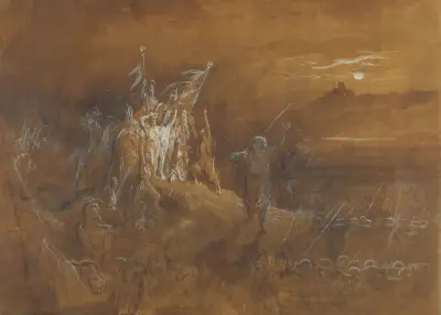 Skuggorna av franska soldater från det förflutna uppmanar armén till seger vid Rhen av Gustave Doré