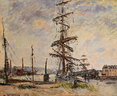 Bateaux À Quai Au Havre av Gustave Loiseau
