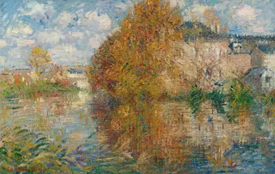 Huset Cauchois, stranden av Eure, höst av Gustave Loiseau