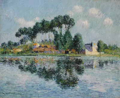 Peupliers sur les bords de l’Yonne av Gustave Loiseau